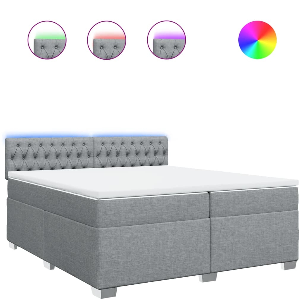 vidaXL Boxspringbett mit Matratze Hellgrau 200x200 cm Stoff Image