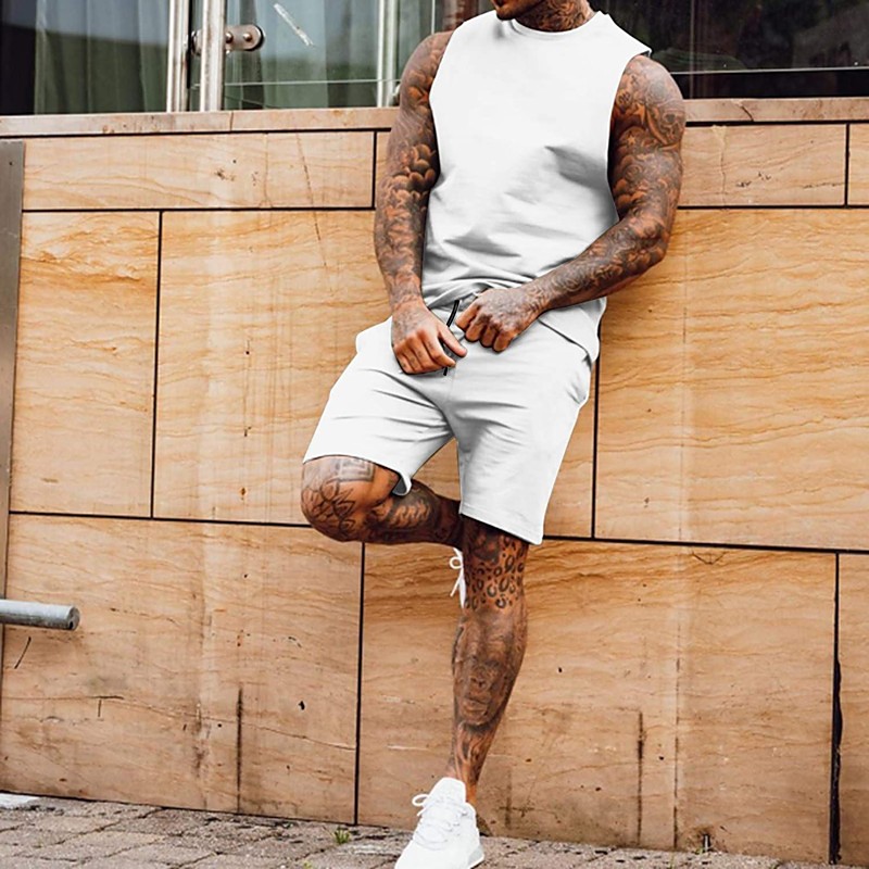 Men's T-shirt Suits Tracksuit Tennis Shirt Shorts and T Shirt Set Short Sleeve Sports Designer Casual 2 Piece Black White Army Green Top Tee for Men