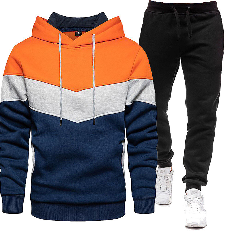 Men's Tracksuit Sweatsuit 2 Piece Athletic Winter Long Sleeve Thermal Warm Breathable Moisture Wicking Gym Workout Running Jogging Sportswear Activewear Color Block White Yellow Army Green