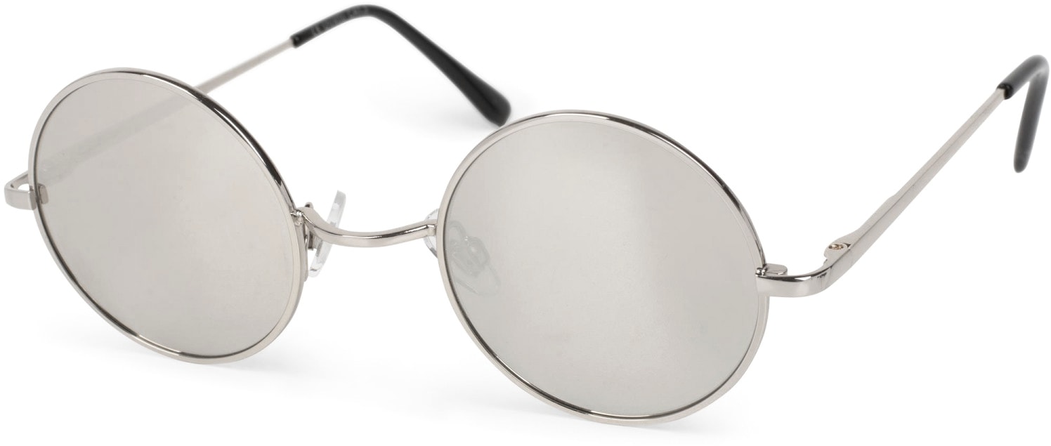 Sonnenbrille STYLEBREAKER "Retro Sonnenbrille Klein Rund mit Federscharnier", Damen, silber (gestell silber, glas silber verspiegelt), Modisch, Sonnenbrillen Sonnenbrille