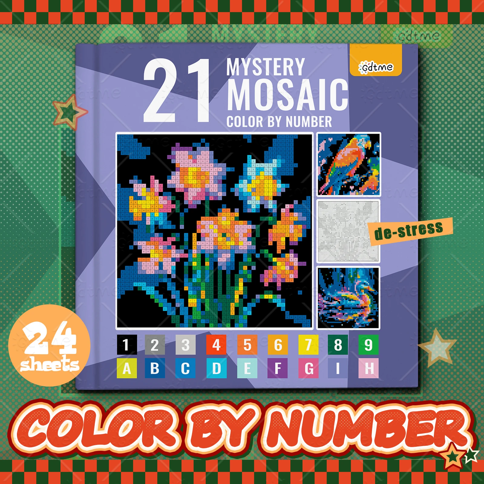 MYSTERY MOSAIC COLOR BY NUMBER Malbuch für Erwachsene und Jugendliche mit Motiven zum Stressabbau und zur Zeitvertreib, DIY-Mal- und Zeichenbücher Image