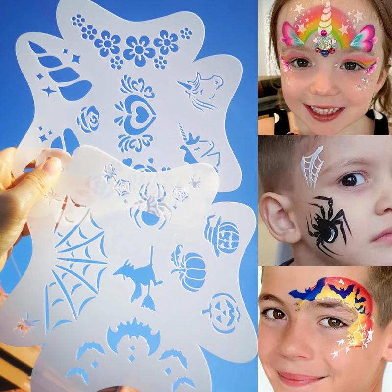 Schablonen für Körperbemalung, Gesichtskunst, Stempel, temporäre Tattoos, wiederverwendbare Schablonen aus Kunststoff Image
