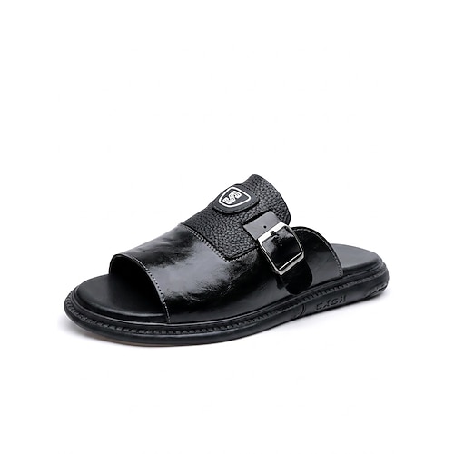Weiße Herren-Sandalen mit Doppelschnalle – leichte und bequeme Pantoletten mit offener Zehenpartie – lässige Sommerschuhe für Resort und Pool, ideal für Reisen, Urlaub und Freizeit. Image