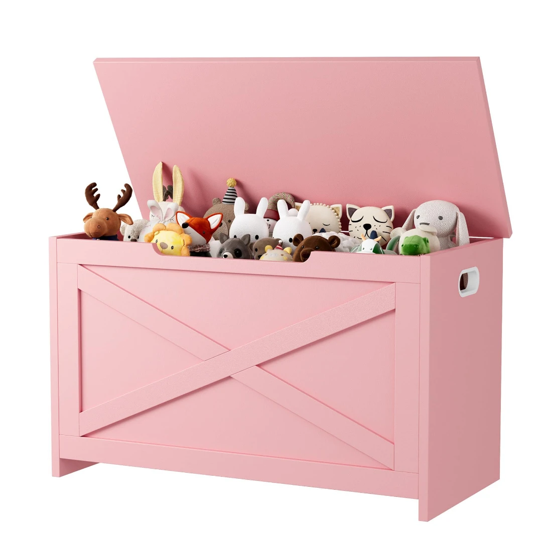 GarveeHome 30 Zoll Aufbewahrungstruhe, Holz-Aufbewahrungsbank mit Sicherheits-Scharnier, einfache Montage, große Schuhbank für Eingangsbereich, Wohnzimmer, Schlafzimmer