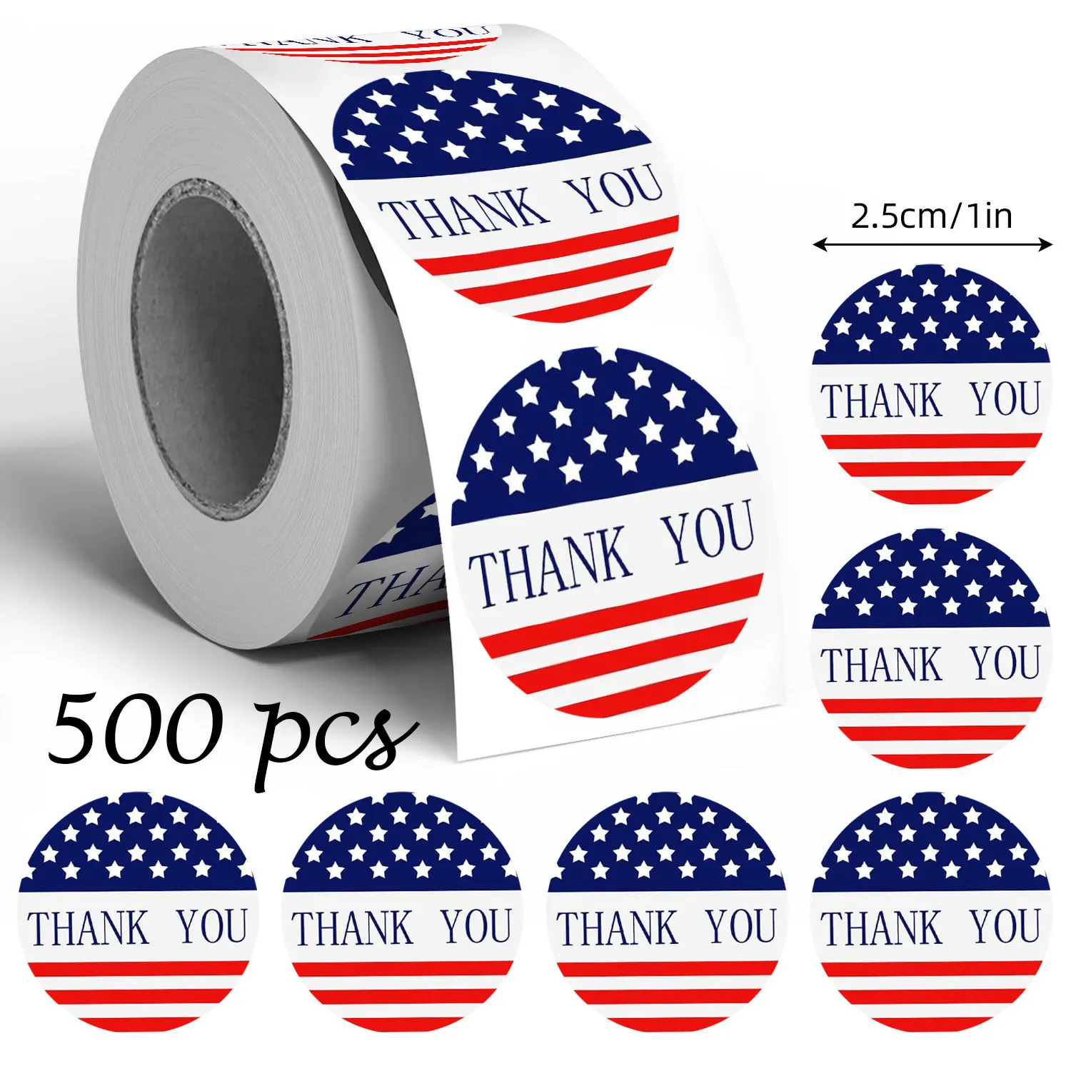 Aufkleber mit amerikanischer Flagge, 500 Stück, 1 Zoll, USA-Flaggendesign für Partys, Veranstaltungen, Feiern, Dekorationen Image