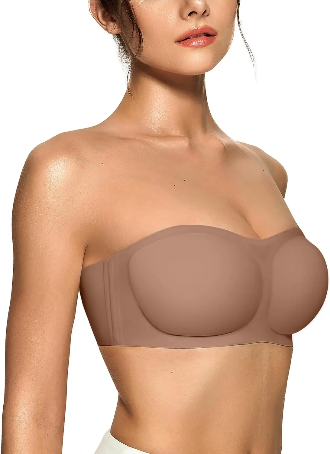 Trägerloser Push-up-Bandeau-BH, rutschfest, ohne Bügel, gepolstert, nahtlos, bequemer Tube-BH für Damen Image