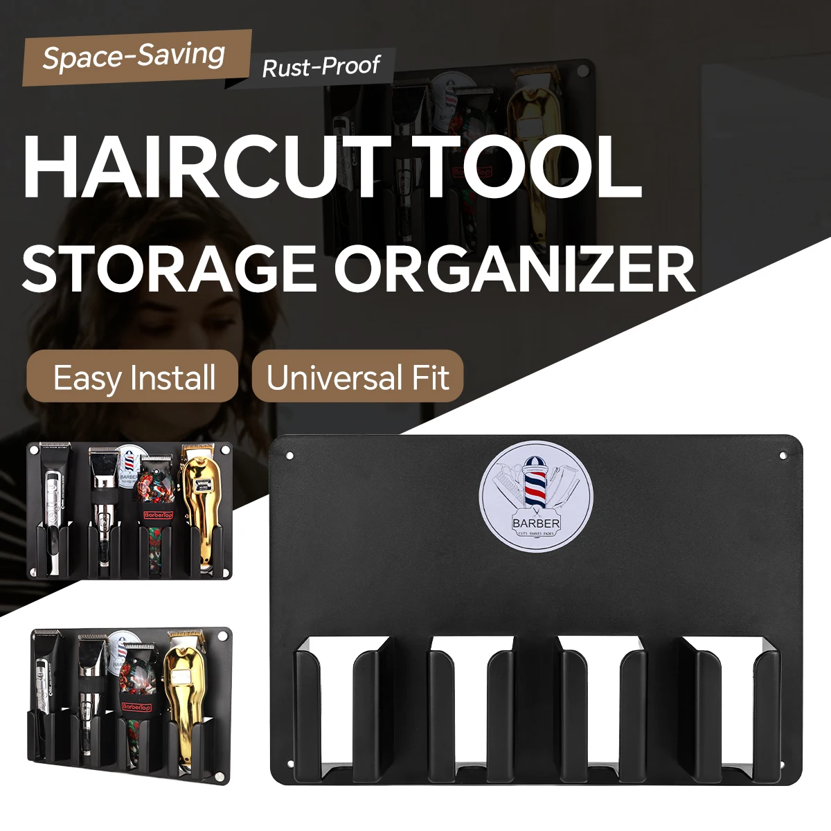 Hitzebeständiger Clipper-Halter Wandmontage Elektrischer Trimmer-Ständer Aufbewahrung für Friseursalon Haarschneidewerkzeug-Zubehör ﻿ ﻿ Image