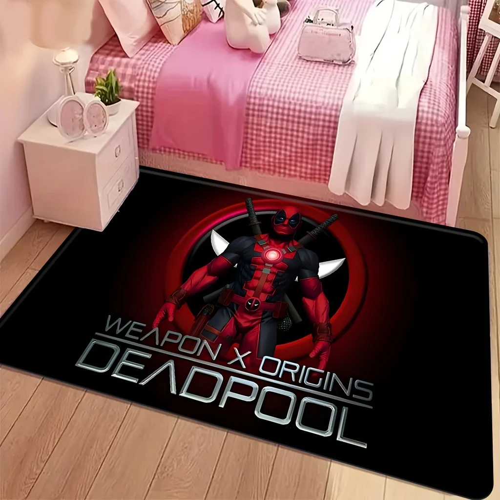 Marvel Lizenzierte Deadpool Cartoon-Design Fleece-Fußmatte | Maschinenwaschbar, Polyester, ideal für Badezimmer, Küche, Schlafzimmer, L Image