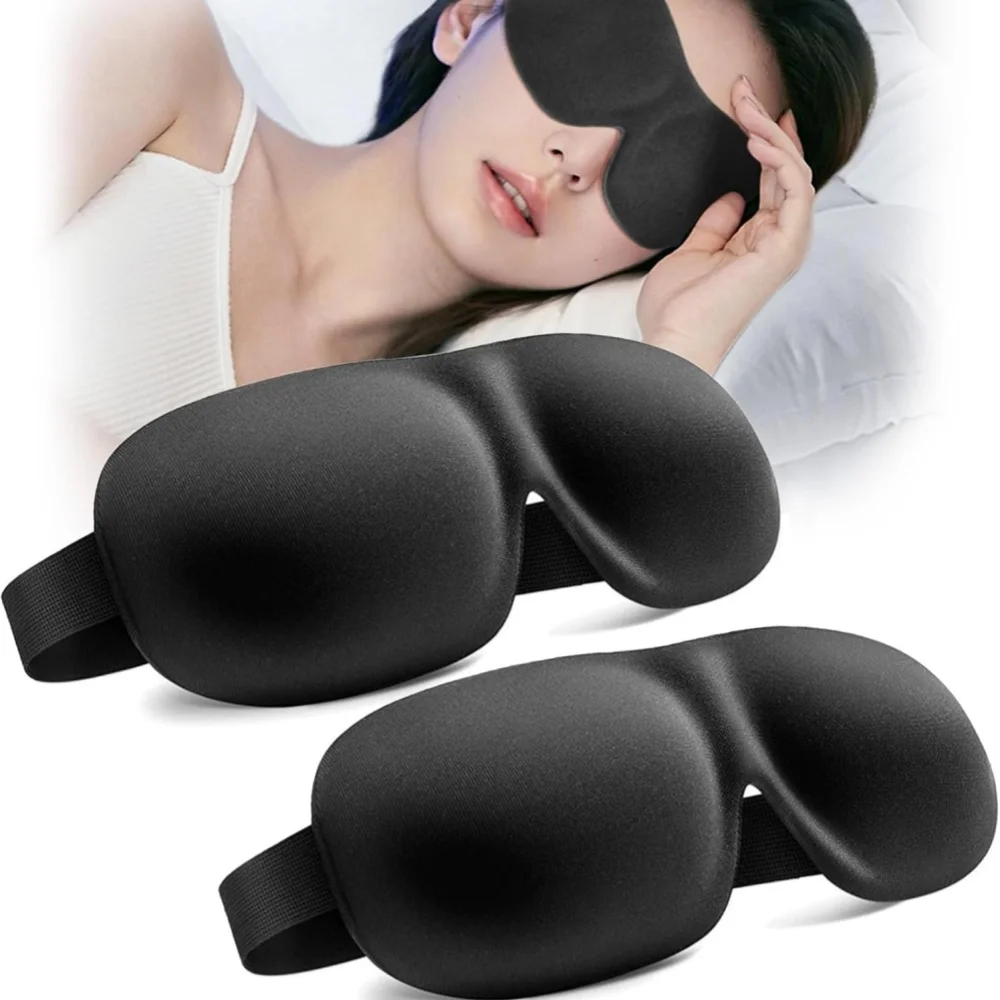 Ultra Weiche 3D Konturierte Schlafmaske Atmungsaktive Augenmaske Lichtblockierende Augenbinde für Männer Frauen Schlafen Reisen Komfortabel Image