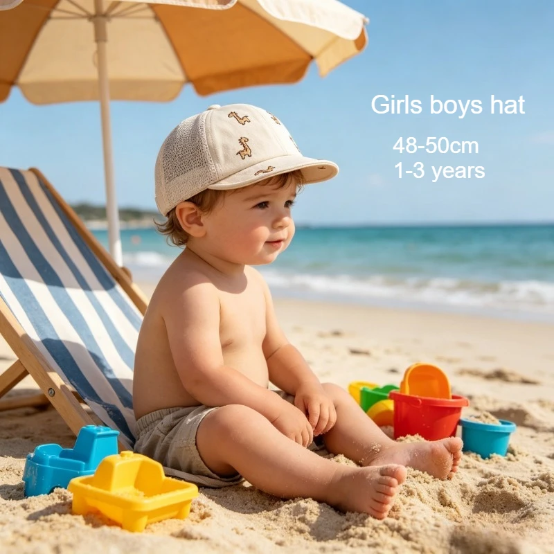 Sommer-Sonnenhut für Babys und Kleinkinder 48-50CM 1-3 Jahre Mesh-Kappe Kinder-Baseballmütze UV-Schutz Atmungsaktive Outdoor-Snapback-Kappe Image