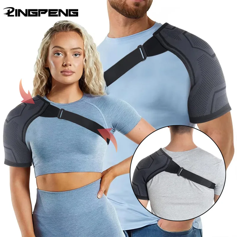 Verstellbare Kompressions-Schulterstütze mit Gurt für Männer und Frauen, Rückenstütze, Schulter-Kompressionsbandage Image