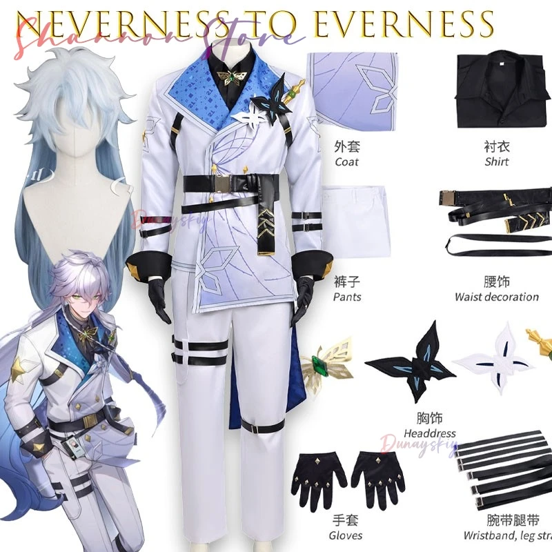 Neverness To Everness Cosplay-Kostüm für Baicang-Kapitän des E.T.D.-Teams aus dem Spiel, Cosplay-Anzüge, hübsche Anime-Kleidung, weißes Cosplay-Kostüm