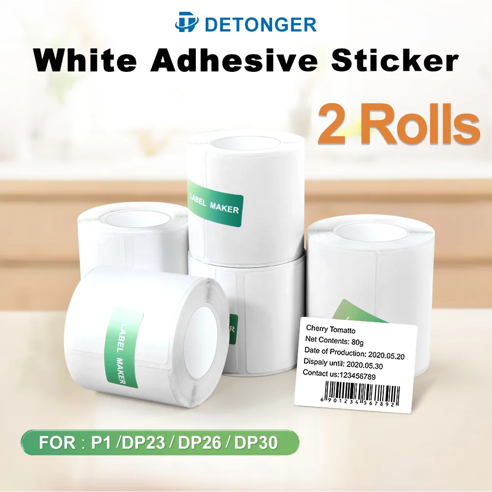 2 rollen Weiß Thermische Synthetische Label Papier Adhensive Bacord QR Code Preis Tag Wasserdicht Ölbeständiges Kratz Anti Alkohol Image