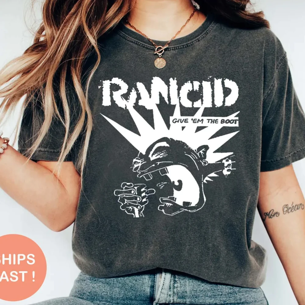 Rancid Band T-Shirt, Punk Band T-Shirt Musik-Merchandise Gemustertes T-Shirt Konzert-Kostüm, Rock Band Kostüm, Punk Rock Kostüm