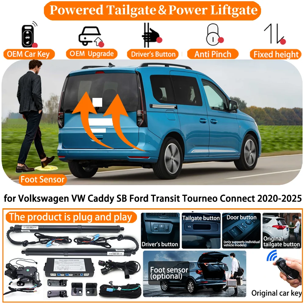 Elektrische Heckklappe für Volkswagen VW Caddy SB Ford Transit Tourneo Connect 2020-2025 Elektrischer Heckklappenantrieb Lift-Kit Image