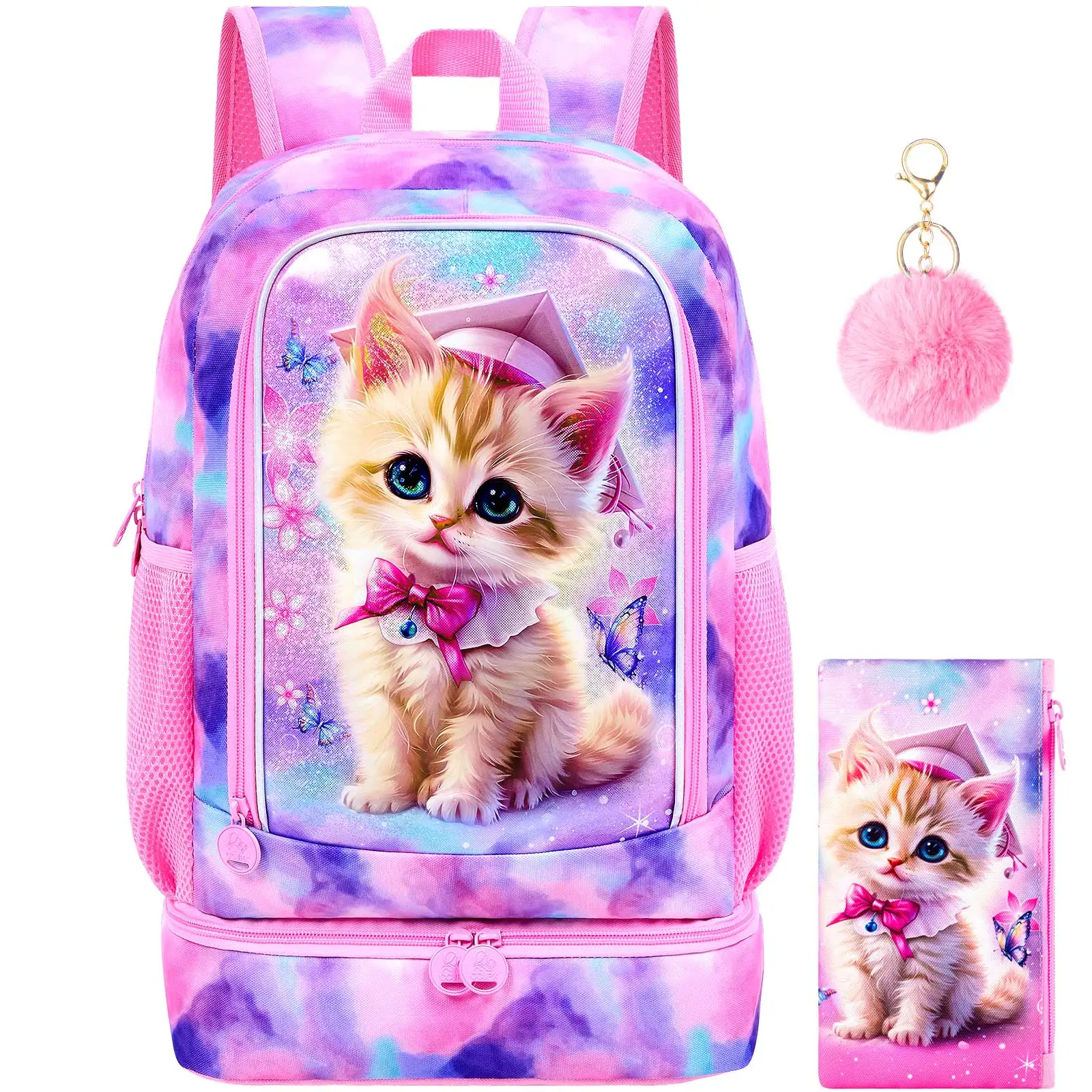 Sac à dos pour filles, ensemble de sacs à dos pour enfants avec compartiment inférieur pour le déjeuner et trousse à crayons, sac d'école pour l'école primaire et la maternelle