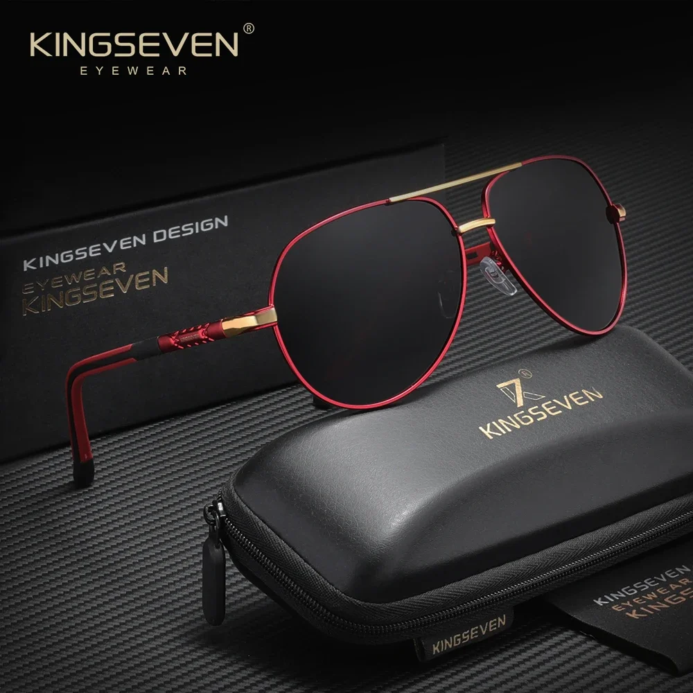 KINGSEVEN Modische Luxus Polarisierte Sonnenbrille Unisex Schutzbrille Blendschutz Klassisch Vintage Outdoor Fahrbrille Image