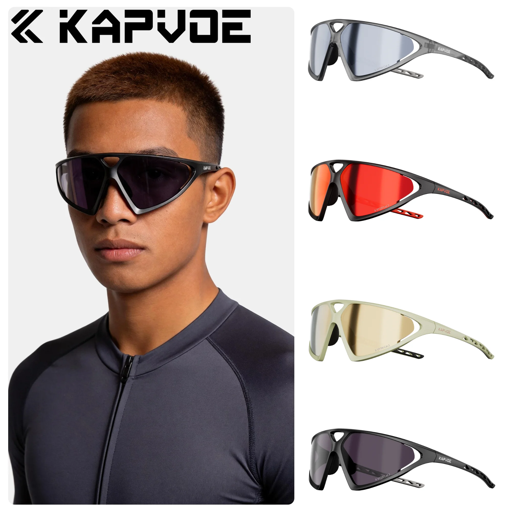 Kapvoe Highstreet Sonnenbrille Elegante Mode für Herren Wanderbrillen Fahrrad-Sonnenbrille MTB Bike-Brille Reitbrille 2026 Image
