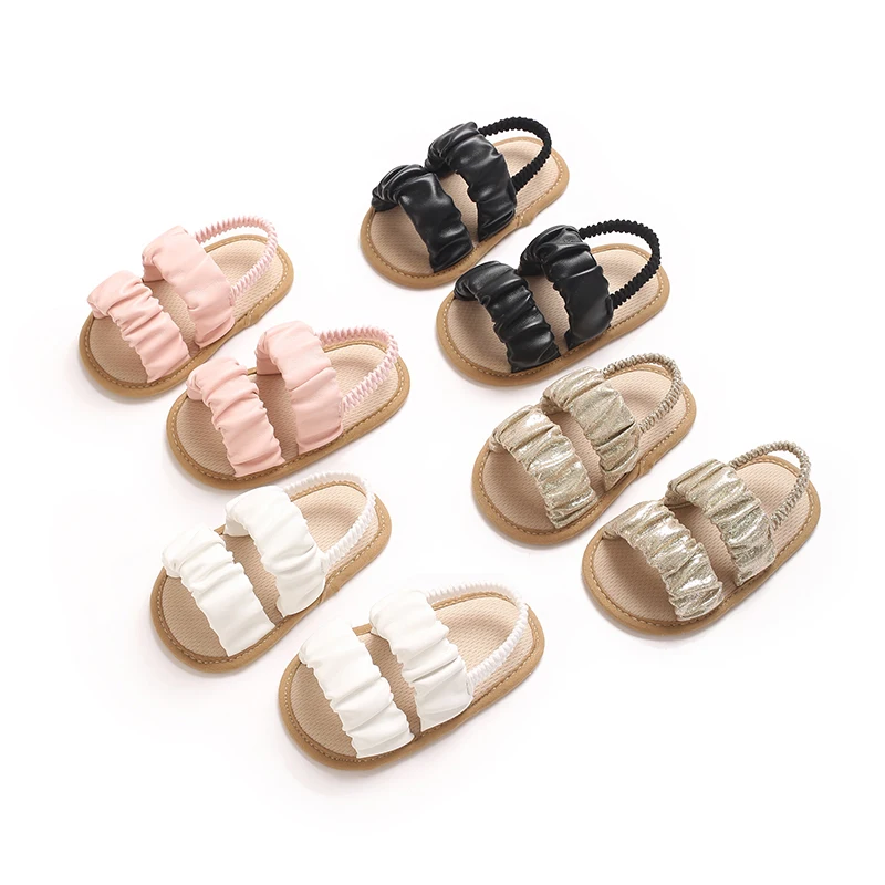 Einfarbige Baby-Sandalen für den Sommer, rutschfeste Baby-Laufschuhe mit weicher Sohle für 0–18 Monate, atmungsaktive und rutschfeste Schuhe Image