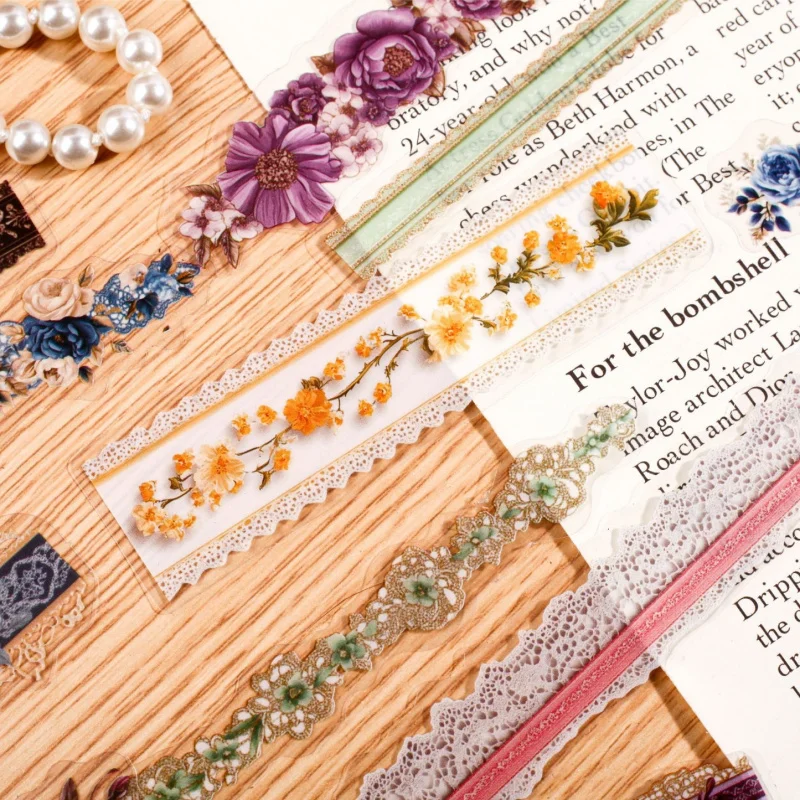 15 Stück/Set Lange Blumen-PET-Aufkleber, Wunderschöne Blumenmuster auf PET-Material für Handkonto-Dekoration Image