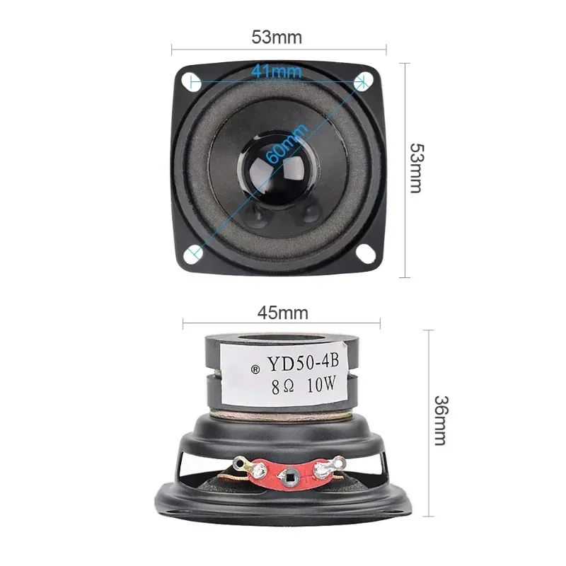 SOTAMIA 2 pièces Mini haut-parleur audio 2 pouces 4 8 Ohm 10W pleine gamme DIY Barre de son multimédia Musique domestique Haut-parleur Bluetooth portable
