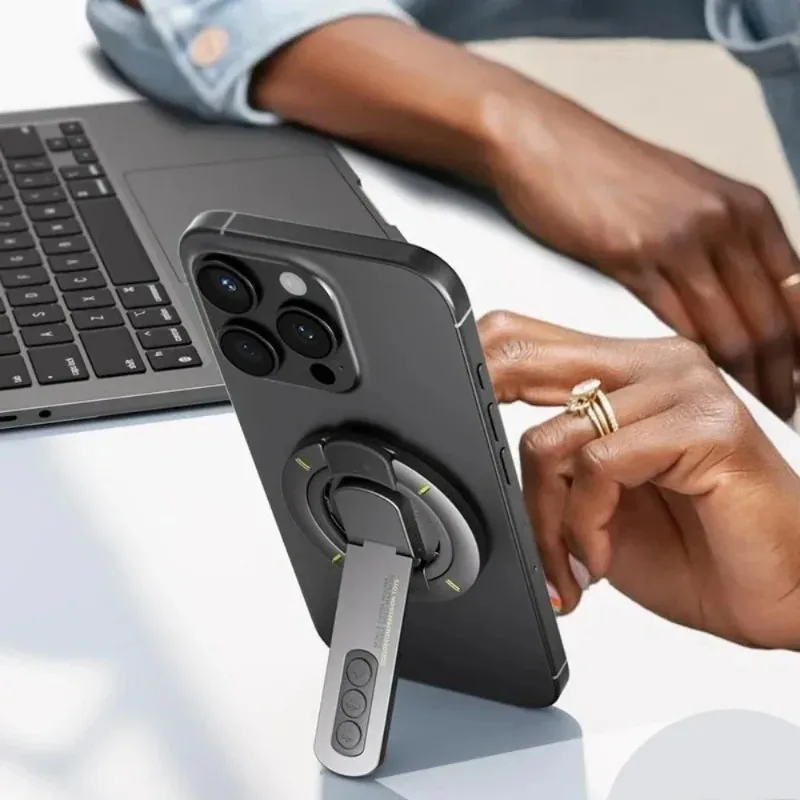 Doppelseitiger Magnetischer Handy-Ringhalter Drehbarer Desktop-Ständer Tragbare Klebende Rückenhalterung Faltbare Taschenhalterung Image
