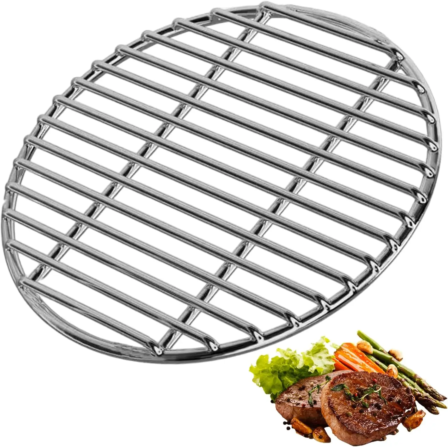 Rundes Grillrost aus Edelstahl, Grillrost, extra dickes Kochrost, Ersatz für Holzkohleraucher, Lagerfeuer, Picknick im Freien Image