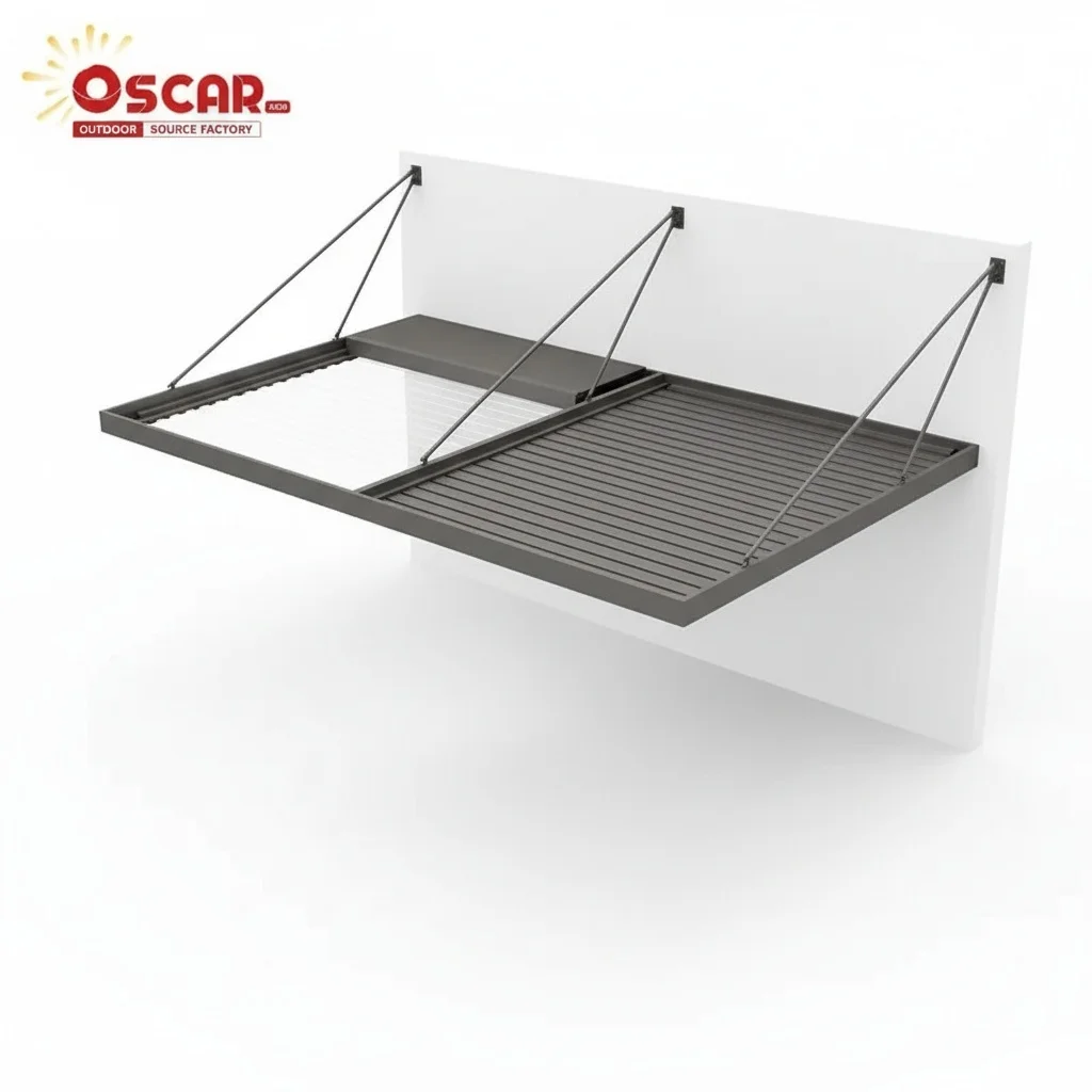 Einziehbare bioklimatische Pergola, 3 x 4 m Aluminiumlegierungs-Gartenlaube, verstellbares Dach, wasserdichter Garten-Sonnenschutz
