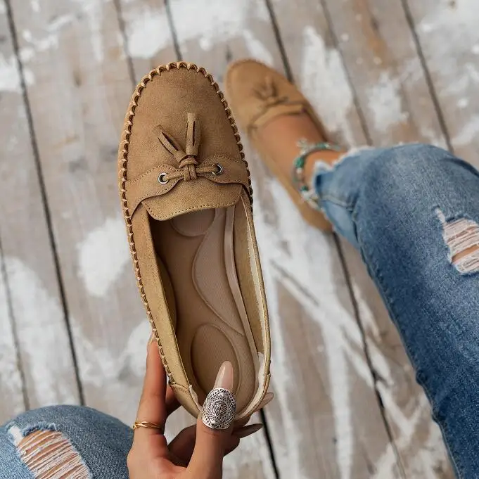 Damen-Loafer in großen Größen, modisch, bequem, runde Zehenpartie, atmungsaktiv, flache Schuhe, leicht, weiche Sohle, zum Hineinschlüpfen, Freizeitschuhe