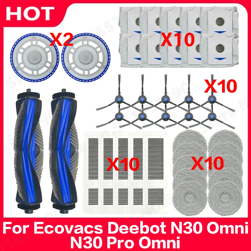 Für Ecovacs Deebot N30 Omni / N30 Pro Omni Roboterstaubsauger Ersatzteile Hauptbürste Seitenbürste Hepa-Filter Mopp Staubbeutel Zubehör Image