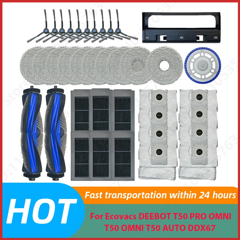 Für Ecovacs DEEBOT T50 PRO OMNI /T50 AUTO DDX67 Roboterstaubsauger Hauptbürste Seitenbürste Wischmopp HEPA-Filter Staubbeutel Ersatzteile Image