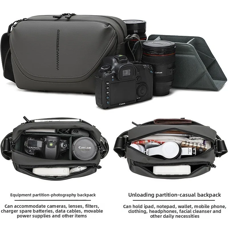 Herren-Kameratasche zum Umhängen, tragbare Einschultertasche für Mikro-Single-Kameras, Outdoor-Digital-SLR-Kameratasche Image