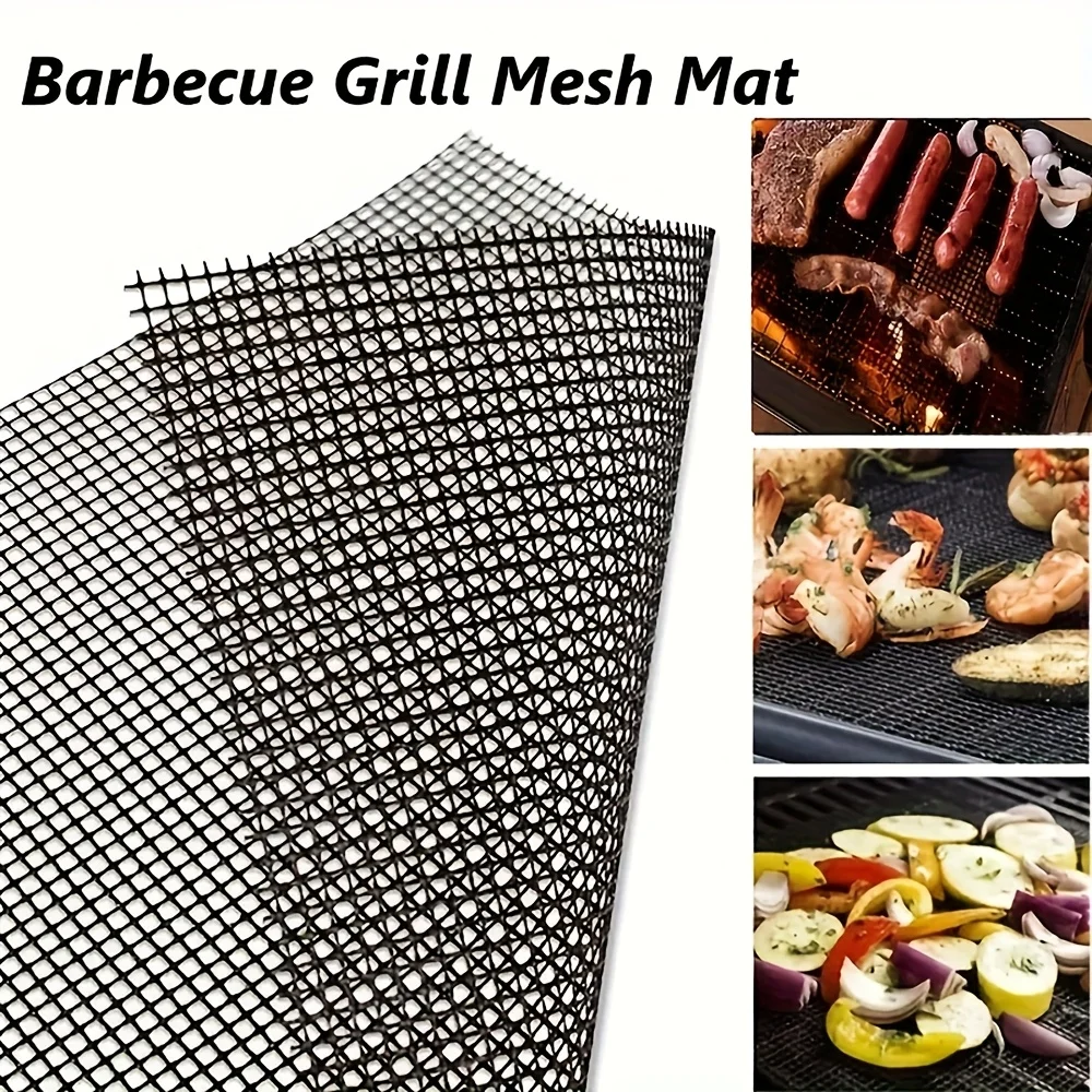 2 Stück Teflon-Grillmatten mit Antihaftbeschichtung, wiederverwendbare Grillmatten, geeignet für den Außenbereich, zum Kochen von Fleisch, Fisch, Steak und Gemüse Image