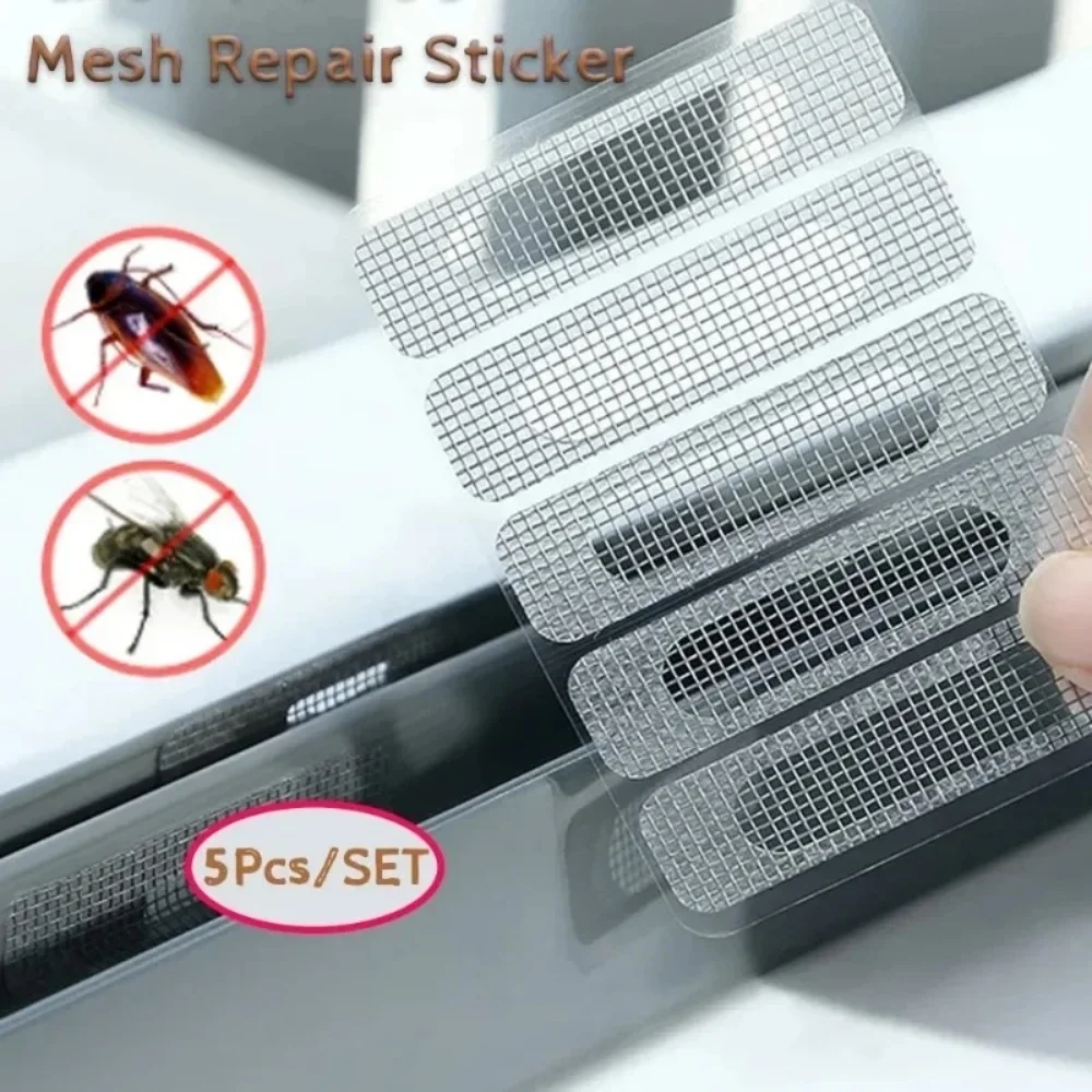 5-teiliges Set Fenstergitter-Reparatur-Aufkleber, Insektenschutznetz für Türen, Reparatur-Patches für Löcher im Fliegengitter