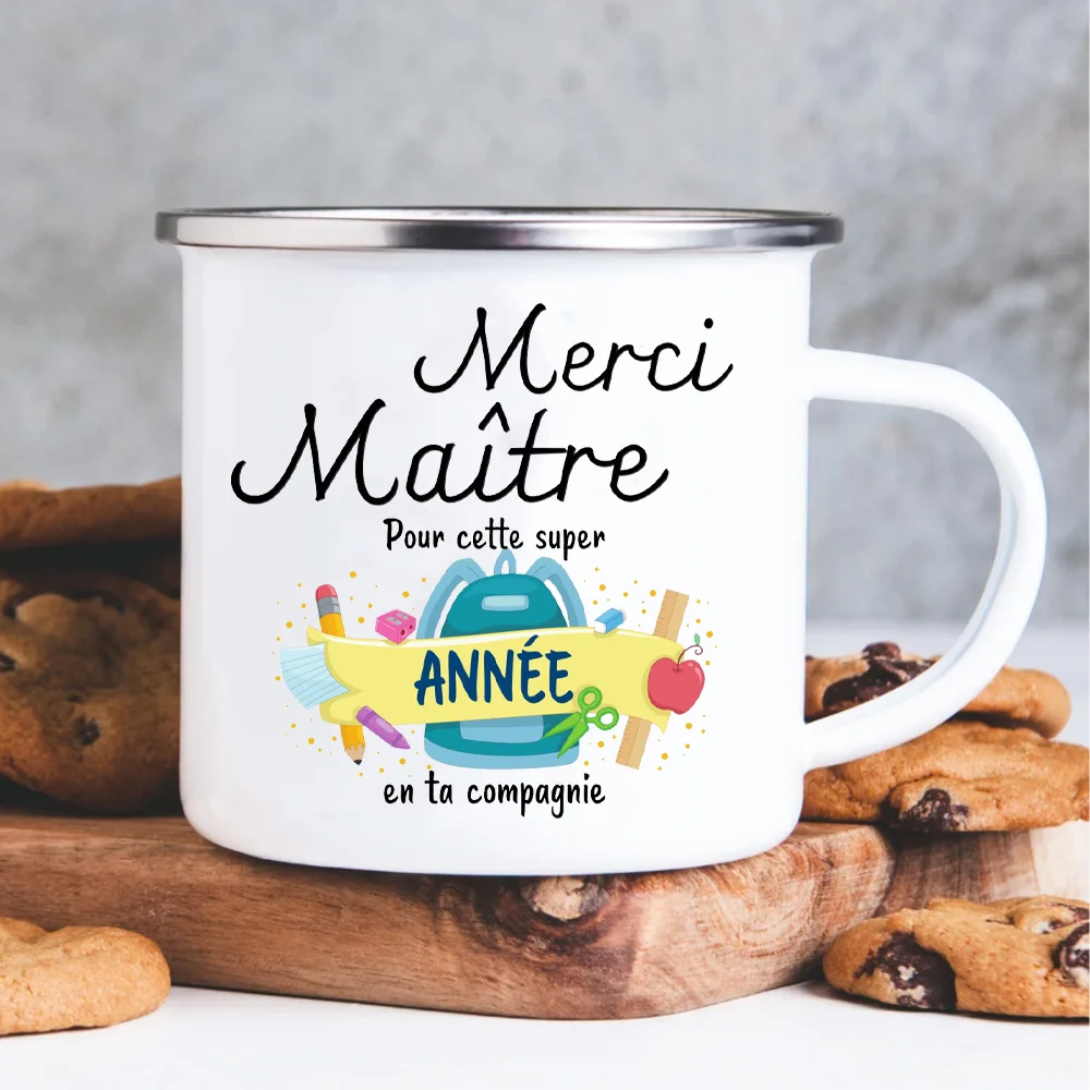 Tasse émaillée de remerciement, cadeau d