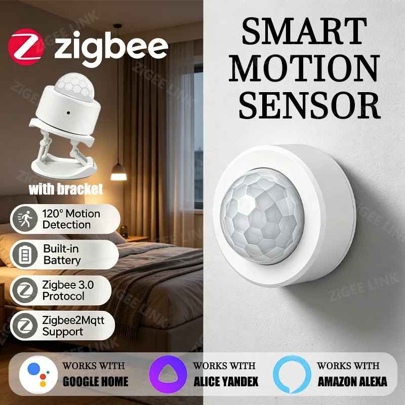 Zigbee 3.0 Mini-PIR-Bewegungssensor, Infrarot-Bewegungsmelder, Sicherheitsalarm, funktioniert mit Alexa und Google Home, Gateway erforderlich