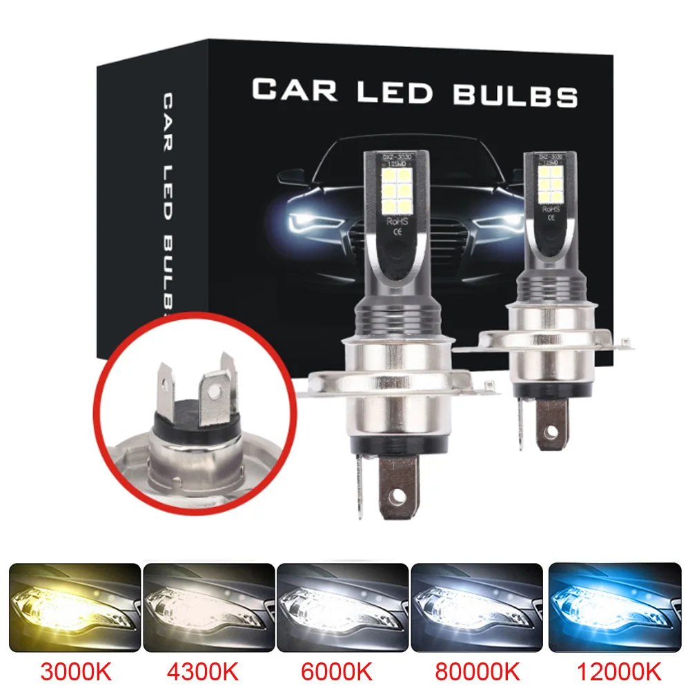 2 Pezzi Nuove Lampadine LED H4 H7 per Fari Auto, H11 H8 H9 H16JP H1 H3, 9005 Hb3 9006 Hb4, Luci Fendinebbia e di Marcia per Auto, 6500K 12V