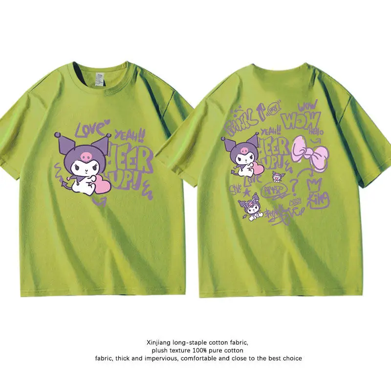 Neues Kuromi Fashion Trendy Brand Kinder-T-Shirt im Retro-Design mit Cartoon-Print für Eltern und Kinder, lässig, Rundhalsausschnitt, kurze Ärmel Image