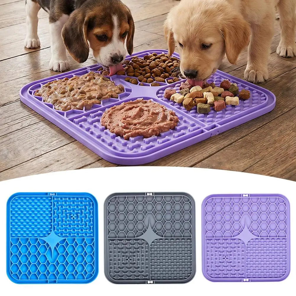 Silikon-Hundeleckmatte, Slow-Feeder-Pad mit Saugnäpfen, mehrfach strukturierte Oberfläche, rutschfest, zur Angstlinderung und Reduzierung von Langeweile Image