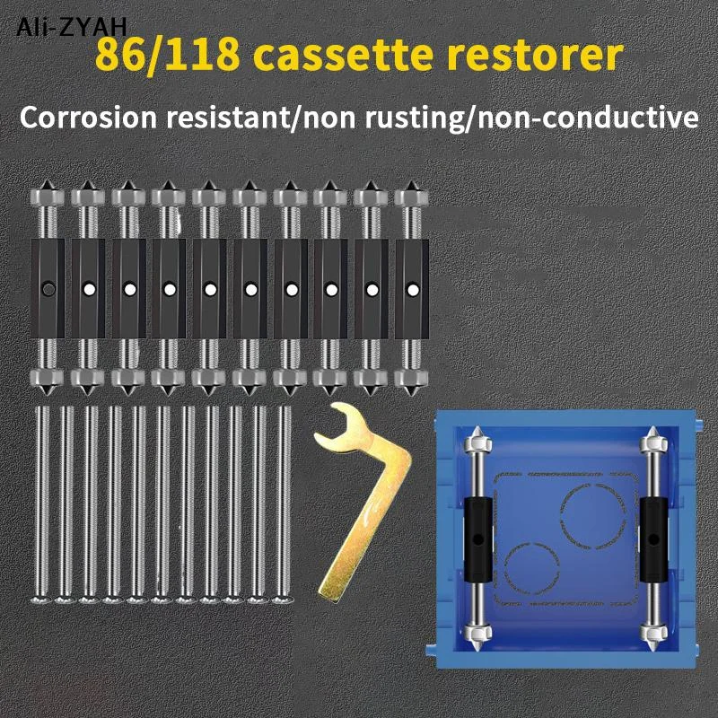 【A16】Wandschalter-Steckdosen-Kassetten-Restaurierungsset Isolierende Steckdosenbox Schraubstützstange mit Schraubenschlüssel Elektrisches Reparaturzubehör Image