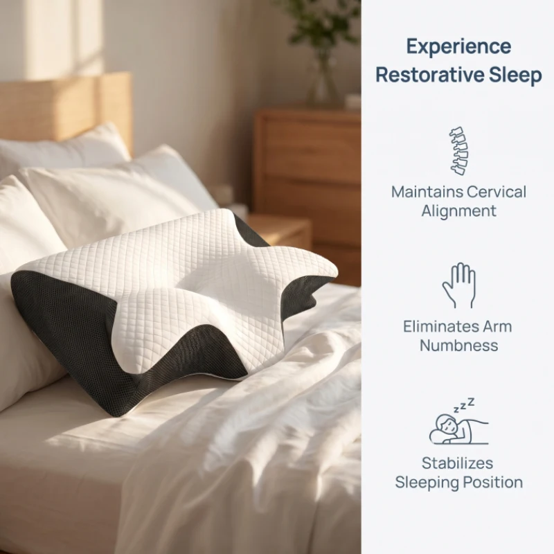 Schmetterlingsförmiges Memory-Schaum-Nackenkissen mit Langsamem Rückprall, Orthopädisches Nackenmassage-Komfortkissen zum Schlafen Image