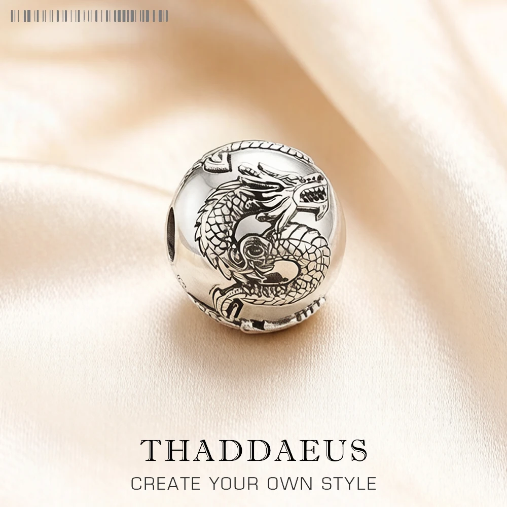 Perlen Drache, 925 Sterling Silber Charms Rebel Street Vintage Karma Europäischen Schmuck Zubehör