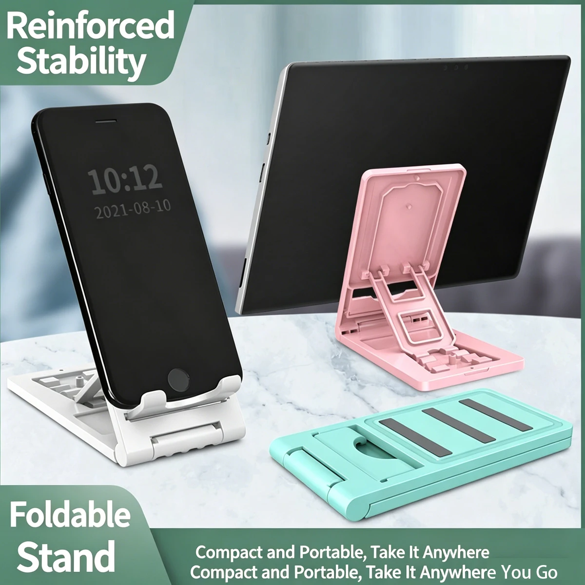 Multifunktionaler Mini-Klappständer für Handy und Tablet, universeller Desktop-Ständer für einfachen Zugang und Komfort. Image