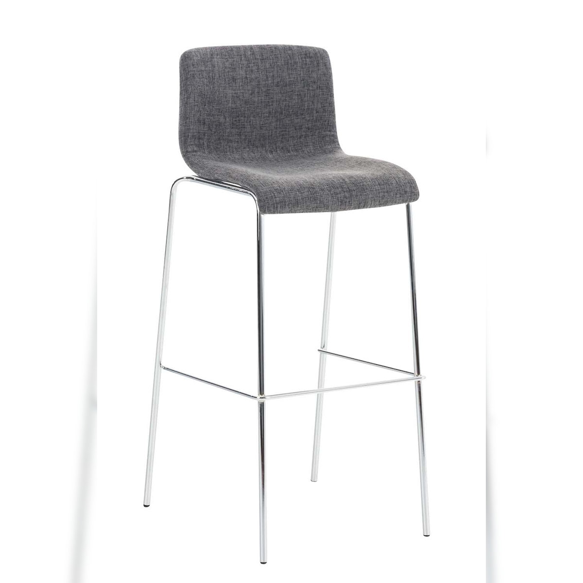 Décoshop26 - Klassischer Barhocker x1 mit Fußstütze und vier stabilen Metallbeinen hellgrauer Stoffsitz 10_0004950 Image
