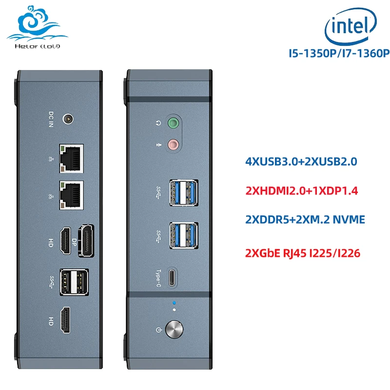 Intel Core i5-1340P i7-1360P Gaming Mini-PC 2xDDR5 2xM.2 NVME 4xUSB3.0 2xUSB2.0 Unterstützt Thunderbolt4 TYPE-C WiFi6 Computer