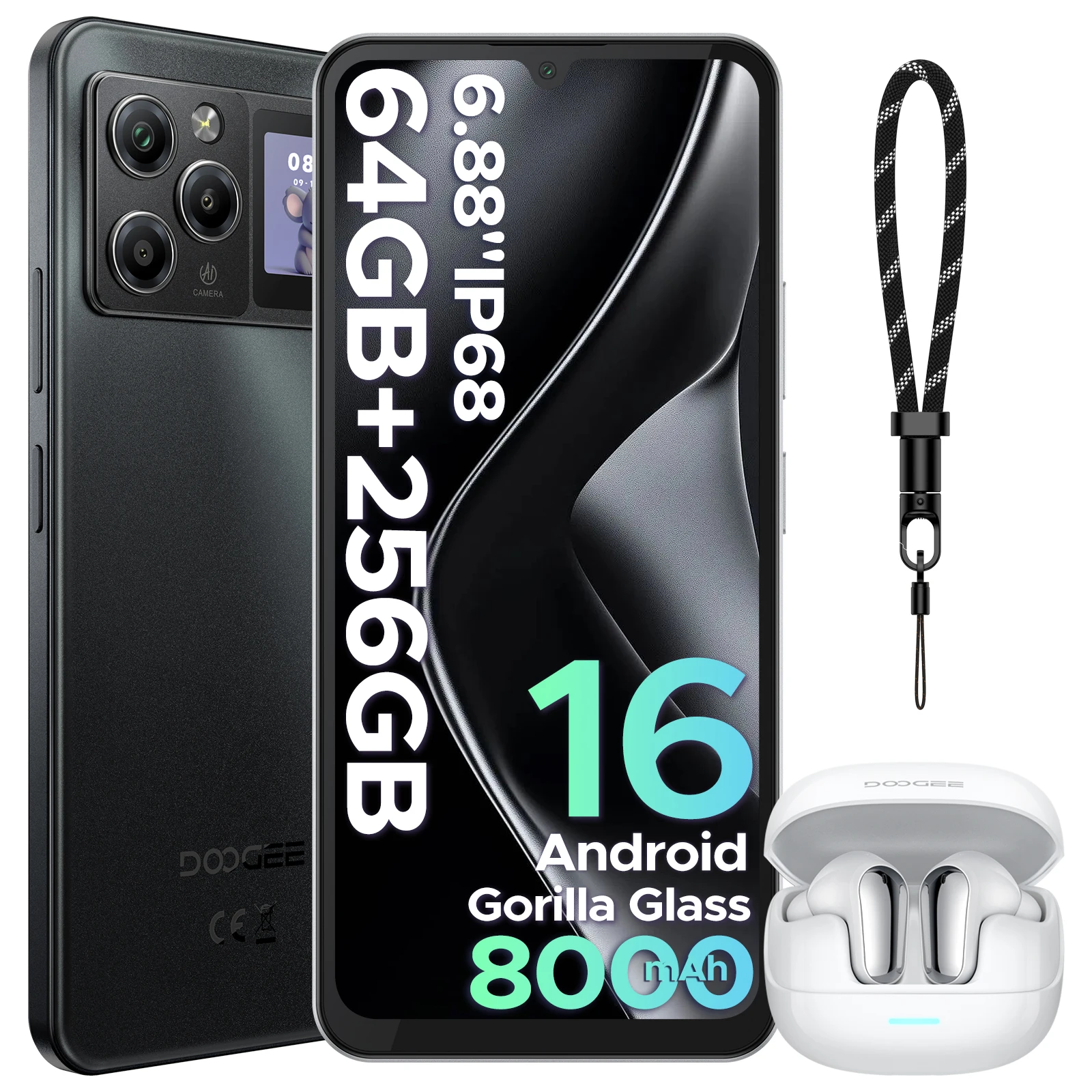 DOOGEE M30 Pro Smartphone 6,88-Zoll-Display 8000mAh Akku 1,3-Zoll-Rückdisplay 64GB(8+56) 256GB 64MP Kamera Android 16 Mobiltelefon Image