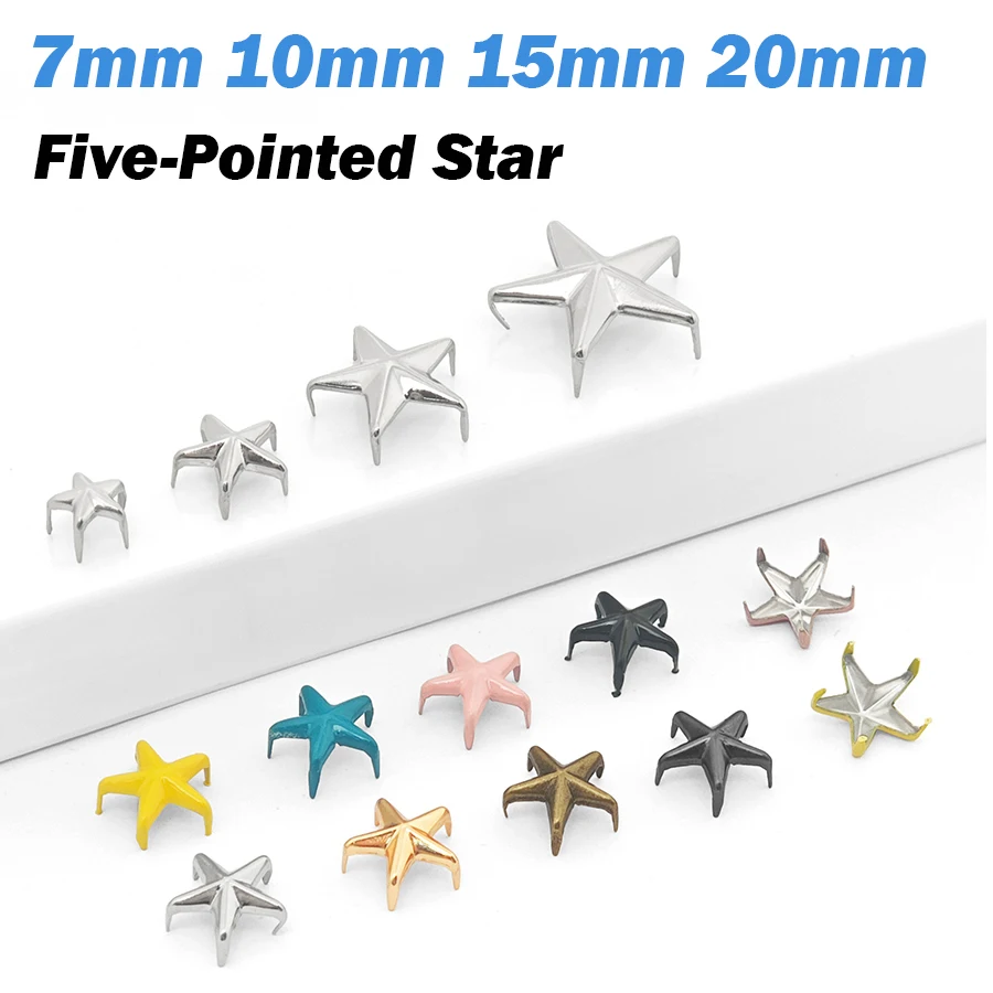 Metall Silber Stern Nieten DIY Kleidung Schuhe Taschen handgemachte Kleidung Zubehör Punk Leder Nieten Spikes Spots Nägel Kopf Knöpfe