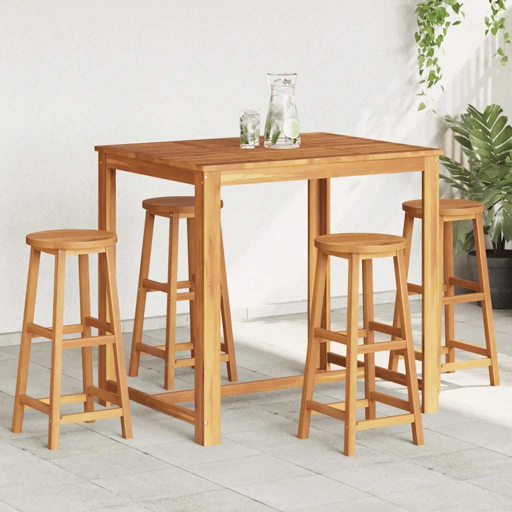 Barhocker 4er-Set aus massivem Akazienholz Image