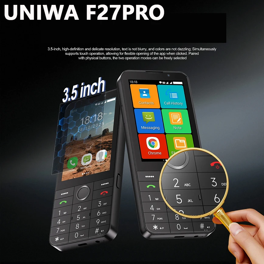 UNIWA F27 PRO Android 11.0 System 4G LTE Tasten-Smartphone 2GB+16GB Play Store Kurzwahl WLAN 3,5 Zoll Touch-Display Smartphones