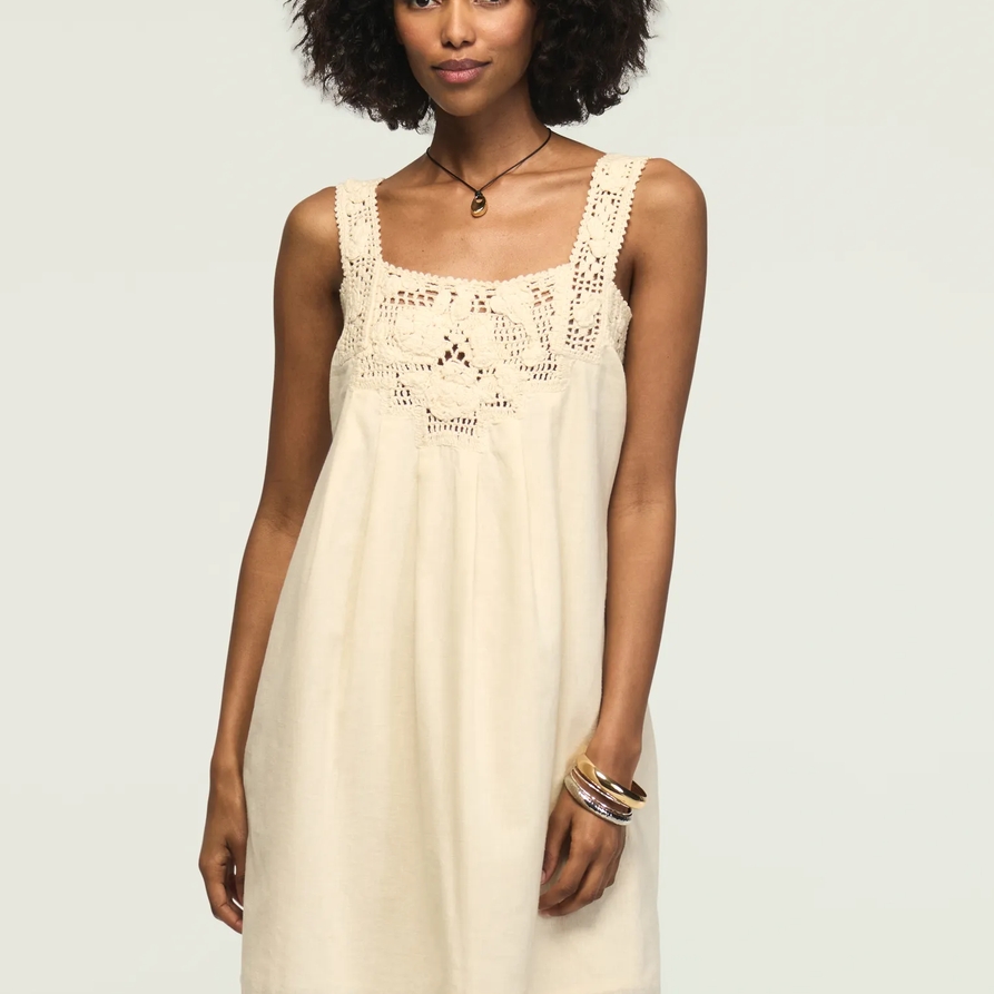 Lucky Brand Crochet Shift Mini Dress - Women's Clothing Dresses Mini Dress in Cream, Size S